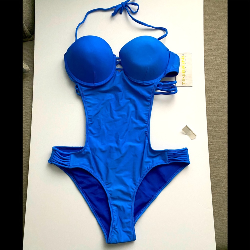 Strappy One Piece Blue Swimsuit size Large